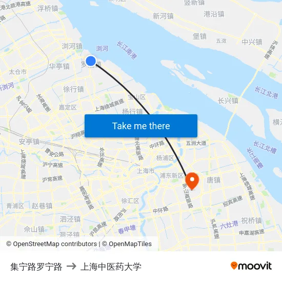 集宁路罗宁路 to 上海中医药大学 map