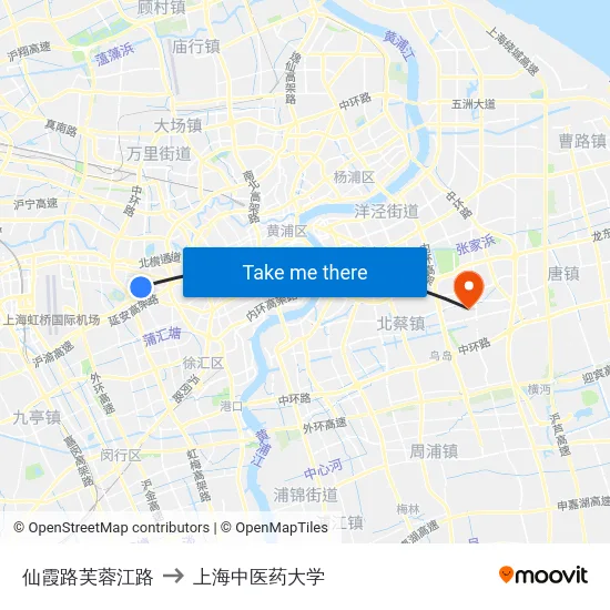 仙霞路芙蓉江路 to 上海中医药大学 map