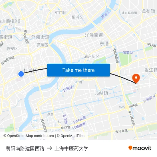 襄阳南路建国西路 to 上海中医药大学 map