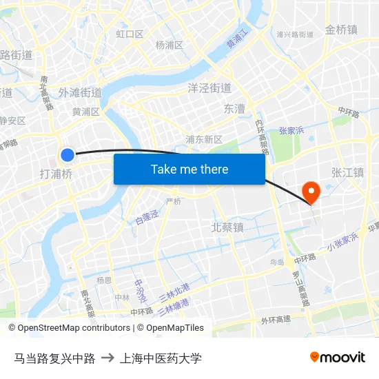 马当路复兴中路 to 上海中医药大学 map