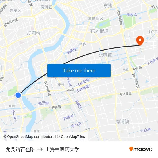 龙吴路百色路 to 上海中医药大学 map