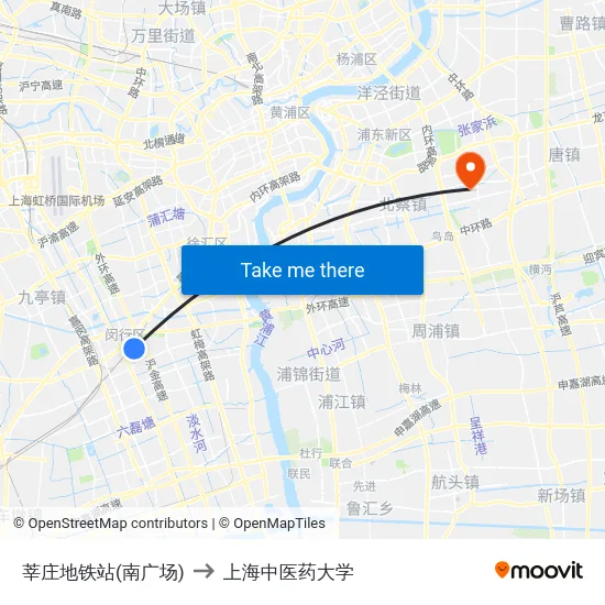 莘庄地铁站(南广场) to 上海中医药大学 map