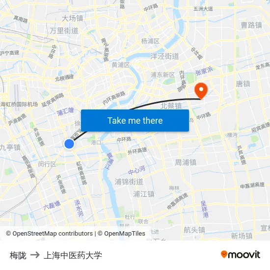 梅陇 to 上海中医药大学 map