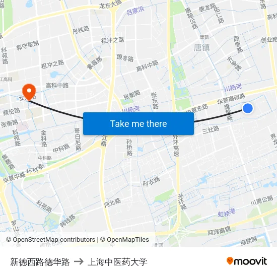 新德西路德华路 to 上海中医药大学 map