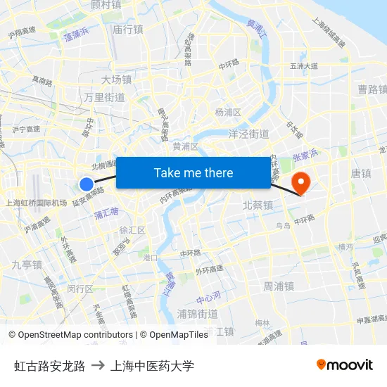 虹古路安龙路 to 上海中医药大学 map