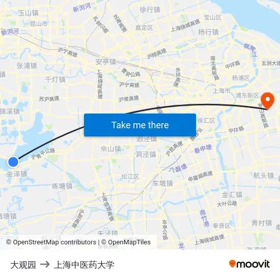 大观园 to 上海中医药大学 map