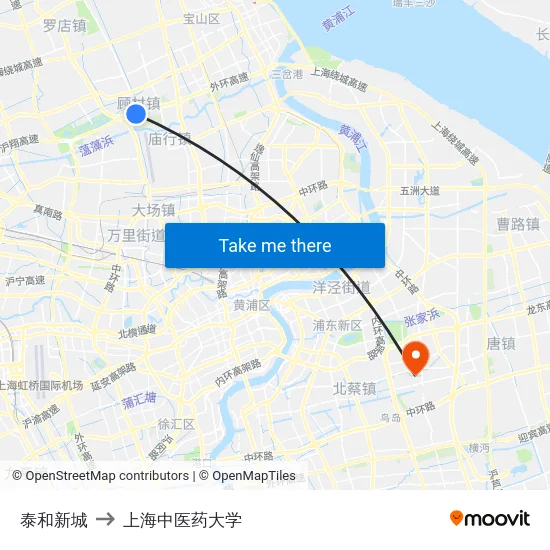 泰和新城 to 上海中医药大学 map
