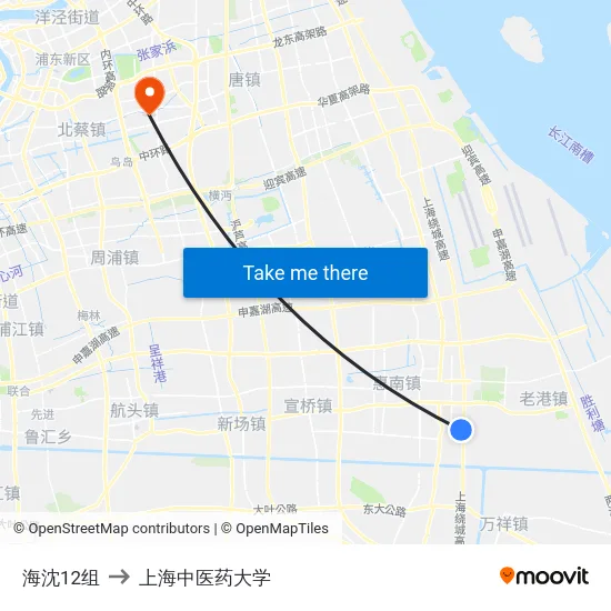 海沈12组 to 上海中医药大学 map