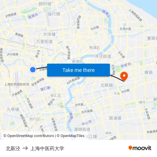 北新泾 to 上海中医药大学 map