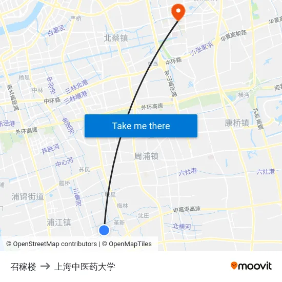 召稼楼 to 上海中医药大学 map