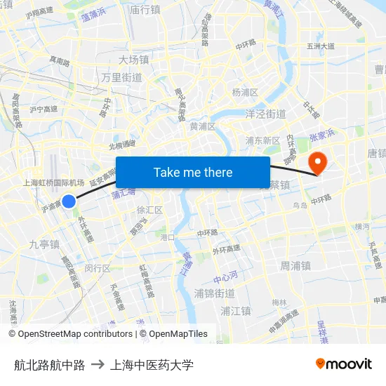 航北路航中路 to 上海中医药大学 map