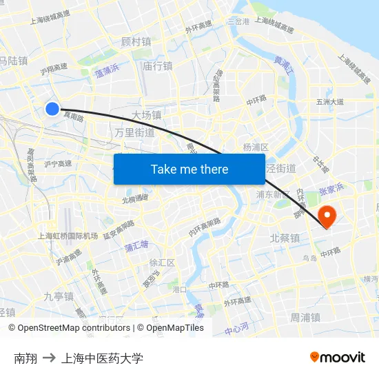南翔 to 上海中医药大学 map