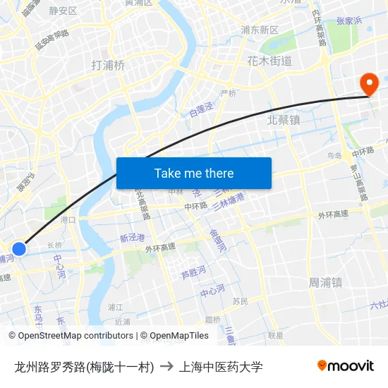 龙州路罗秀路(梅陇十一村) to 上海中医药大学 map