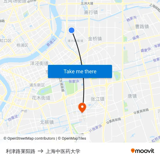 利津路莱阳路 to 上海中医药大学 map
