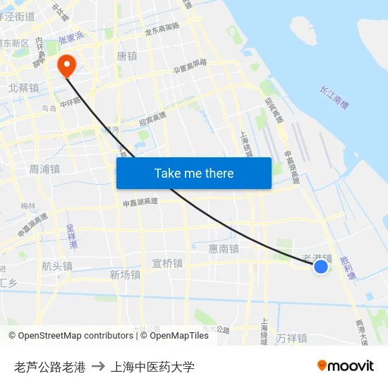 老芦公路老港 to 上海中医药大学 map