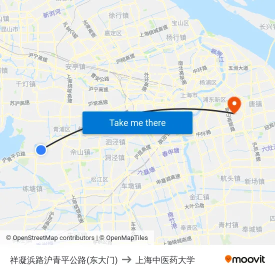 祥凝浜路沪青平公路(东大门) to 上海中医药大学 map