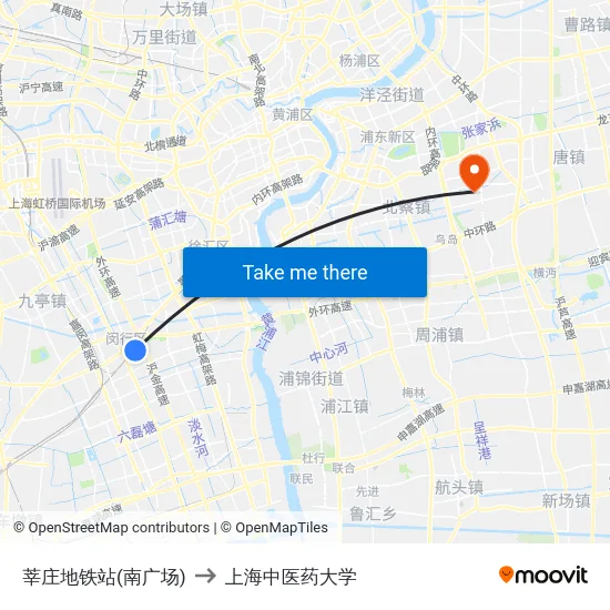 莘庄地铁站(南广场) to 上海中医药大学 map