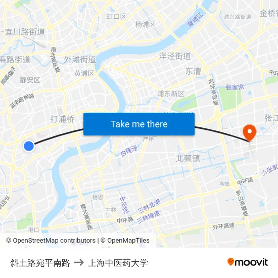 斜土路宛平南路 to 上海中医药大学 map