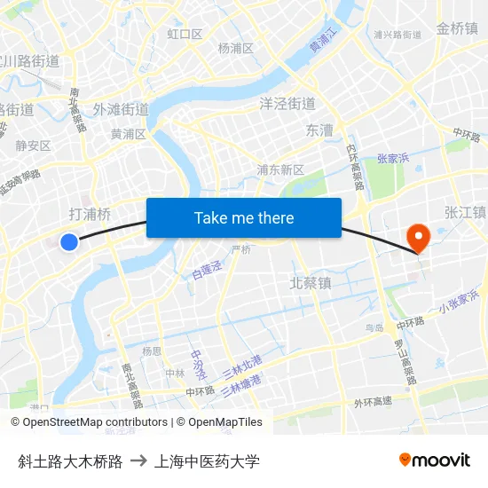 斜土路大木桥路 to 上海中医药大学 map