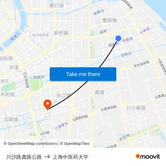 川沙路龚路公路 to 上海中医药大学 map