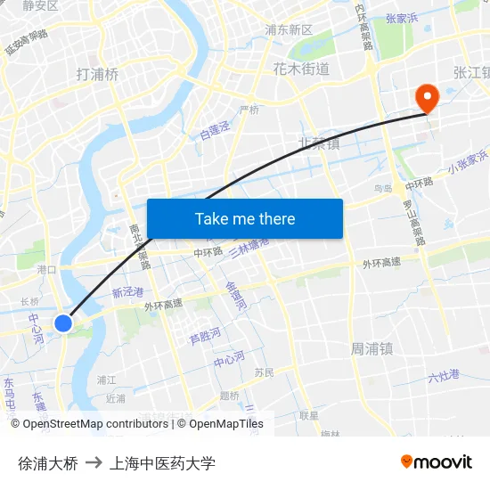 徐浦大桥 to 上海中医药大学 map