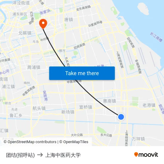 团结(招呼站) to 上海中医药大学 map