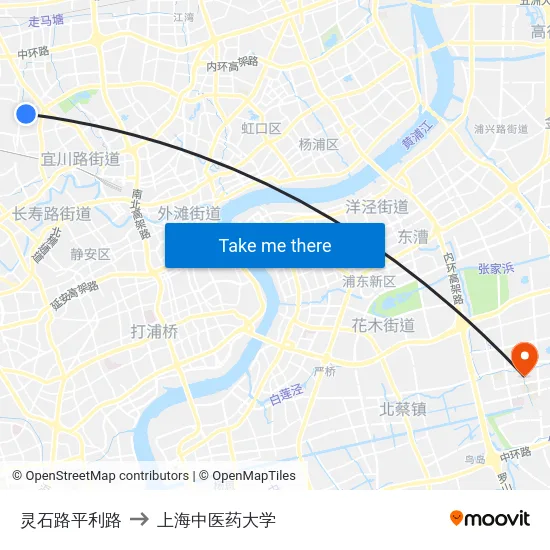 灵石路平利路 to 上海中医药大学 map