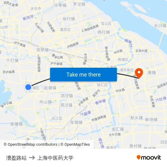 漕盈路站 to 上海中医药大学 map