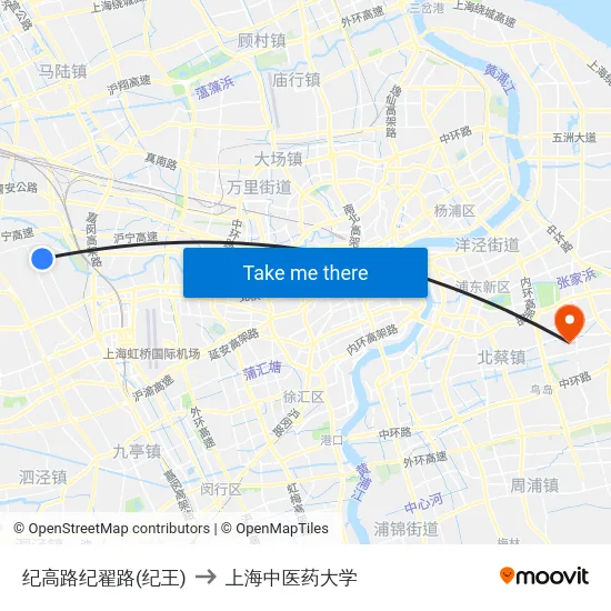 纪高路纪翟路(纪王) to 上海中医药大学 map