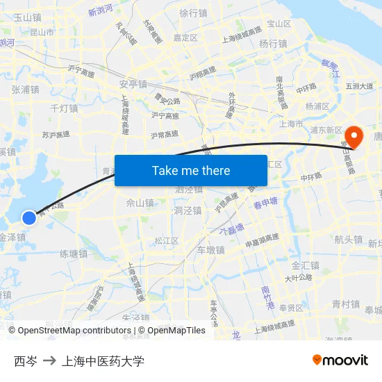 西岑 to 上海中医药大学 map