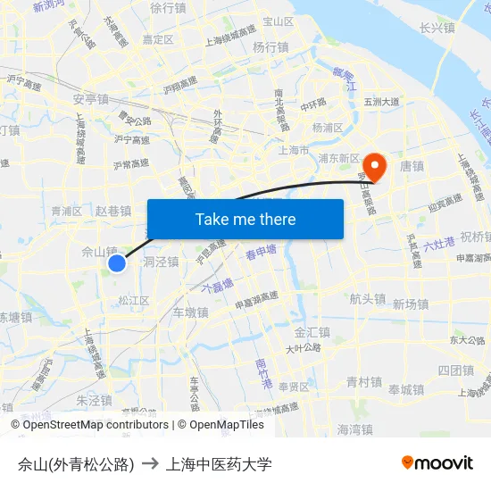 佘山(外青松公路) to 上海中医药大学 map