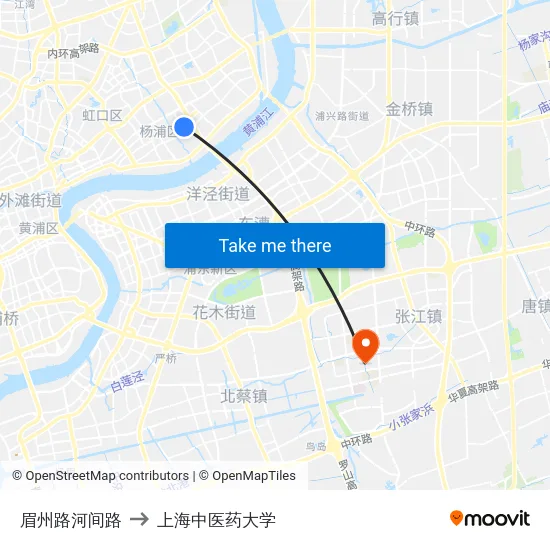 眉州路河间路 to 上海中医药大学 map