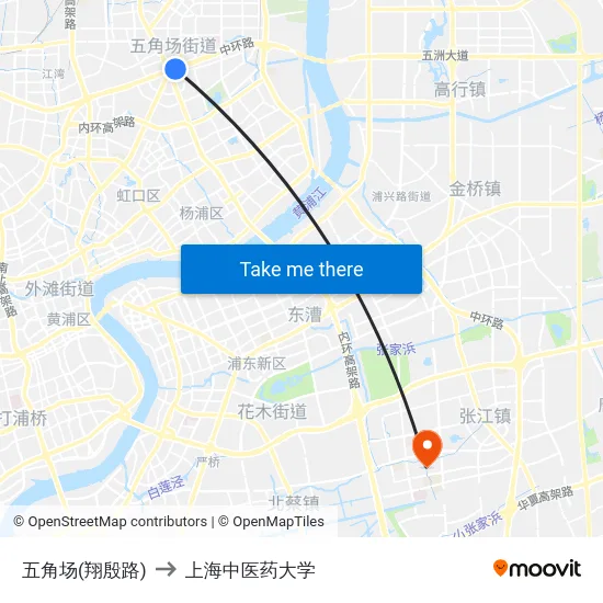 五角场(翔殷路) to 上海中医药大学 map