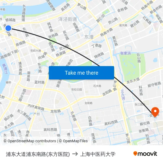 浦东大道浦东南路(东方医院) to 上海中医药大学 map