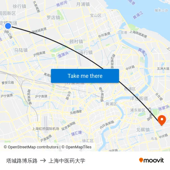 塔城路博乐路 to 上海中医药大学 map
