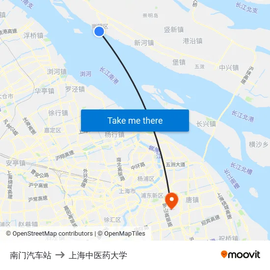 南门汽车站 to 上海中医药大学 map