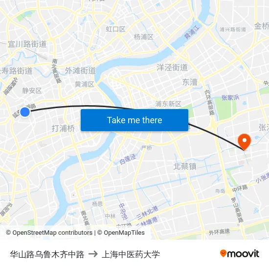 华山路乌鲁木齐中路 to 上海中医药大学 map
