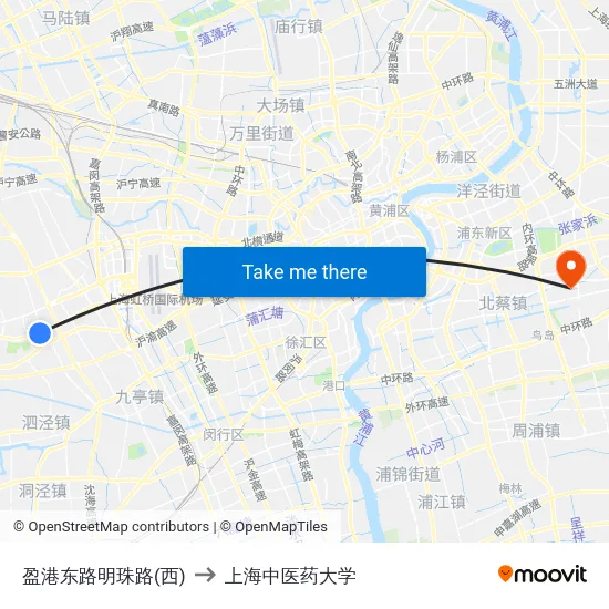 盈港东路明珠路(西) to 上海中医药大学 map