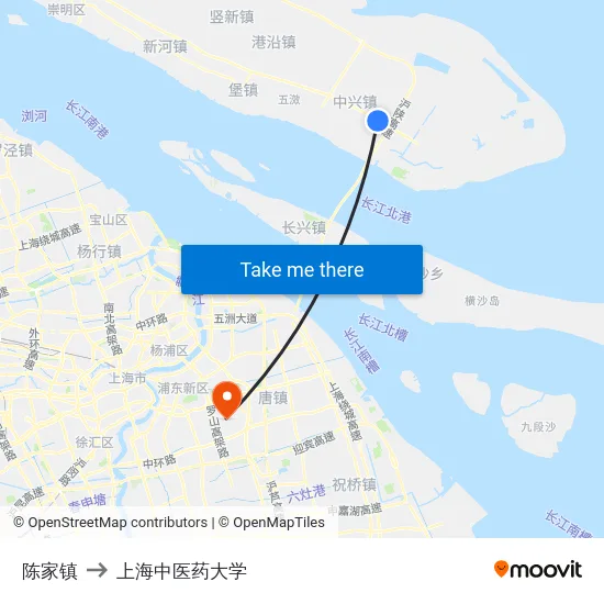 陈家镇 to 上海中医药大学 map