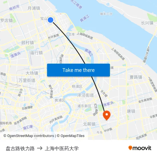 盘古路铁力路 to 上海中医药大学 map