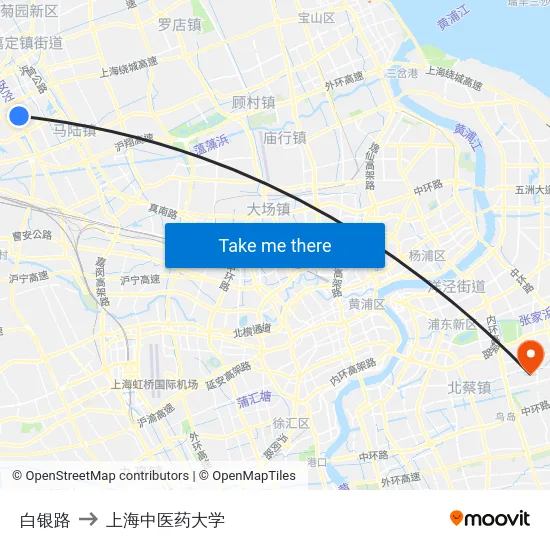 白银路 to 上海中医药大学 map