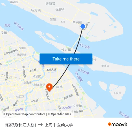 陈家镇(长江大桥) to 上海中医药大学 map