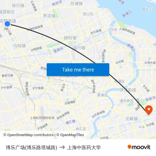 博乐广场(博乐路塔城路) to 上海中医药大学 map