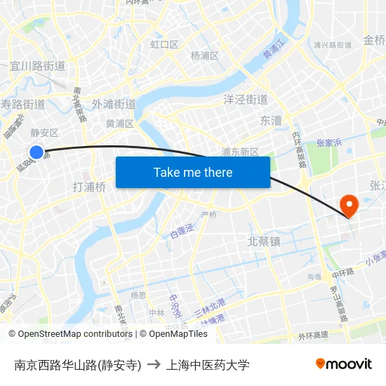 南京西路华山路(静安寺) to 上海中医药大学 map