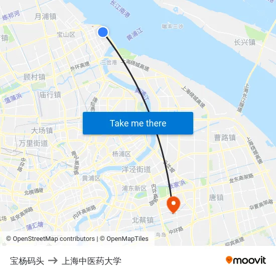 宝杨码头 to 上海中医药大学 map