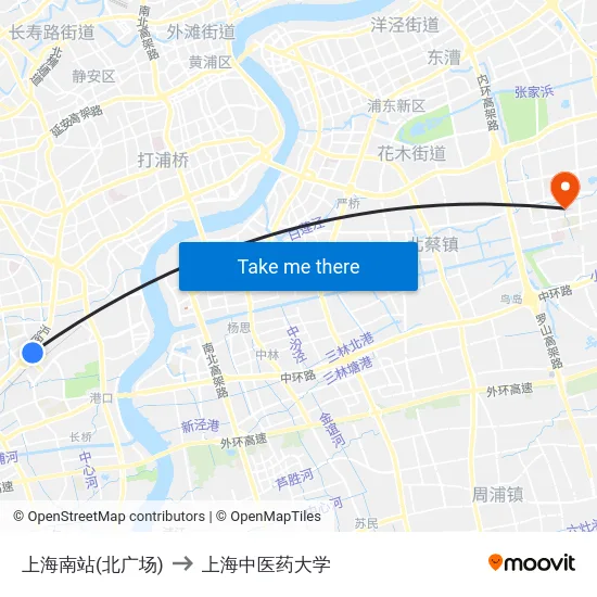 上海南站(北广场) to 上海中医药大学 map