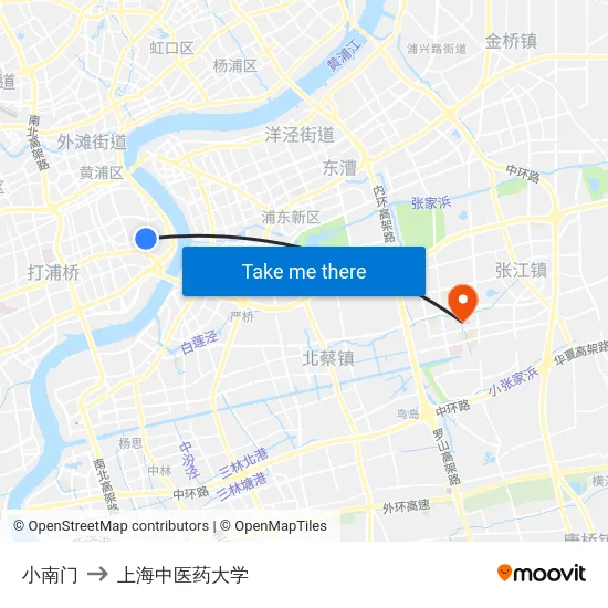 小南门 to 上海中医药大学 map