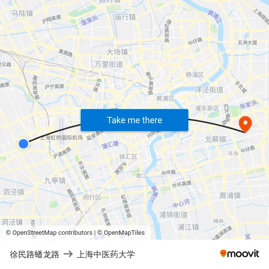 徐民路蟠龙路 to 上海中医药大学 map