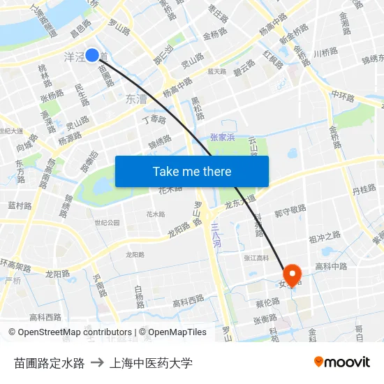 苗圃路定水路 to 上海中医药大学 map