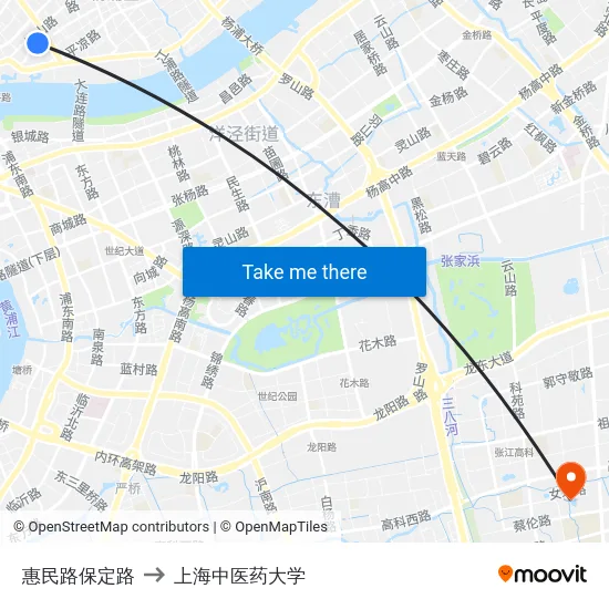 惠民路保定路 to 上海中医药大学 map